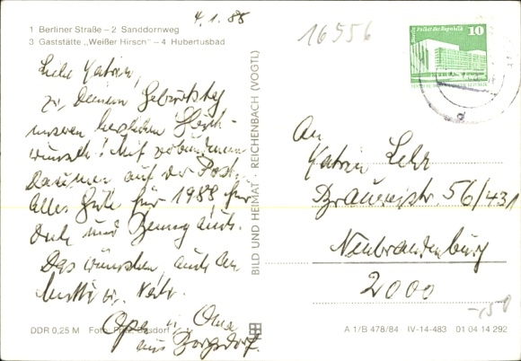 Postcard Borgsdorf Hohen Neuendorf near Berlin, Gasthaus Weißer Hirsch, Hubertusbad, street view