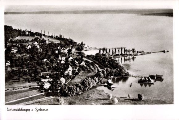 Postcard Unteruhldingen Uhldingen Mühlhofen am Bodensee, aerial photograph