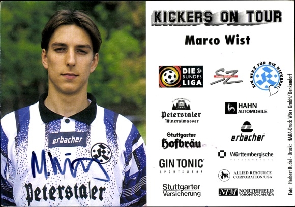 Autogrammkarte Fußballer Marco Wist, SV Stuttgarter Kickers, Autogramm