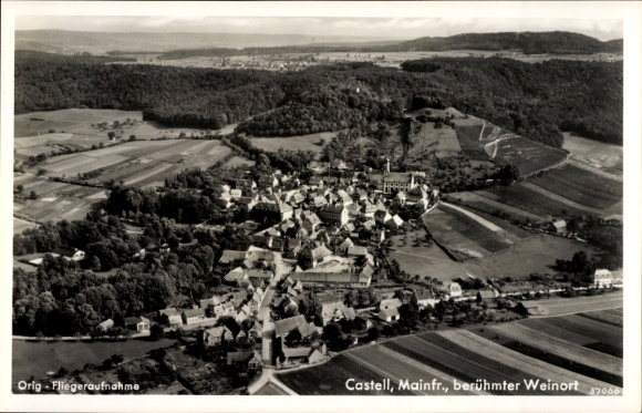 Postcard Castell Unterfranken, aerial photograph
