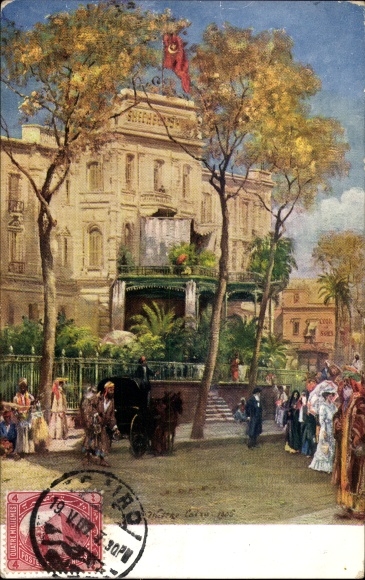 Artysta KP Wuttke, Carl, Kair Kair Egipt, Shephard's Hotel, taras i wejście