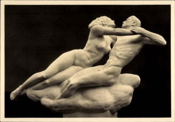 Postcard sculpture by Josef Thorak, Francesca da Rimini, HDK 553, Photo Hoffmann