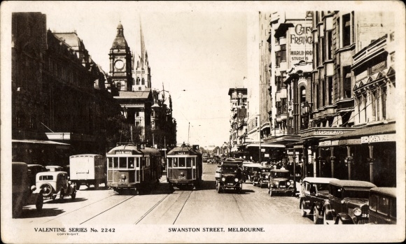 Postcard Melbourne Australia, Swanston Street