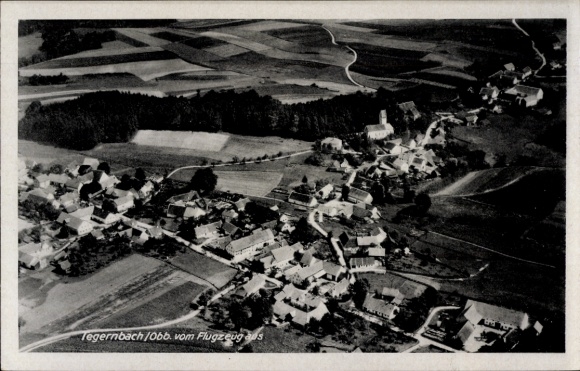 Postcard Tegernbach Rudelzhausen in Upper Bavaria, aerial photograph