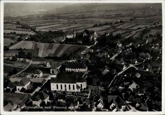 Postcard Heitersheim in the Black Forest, aerial photograph