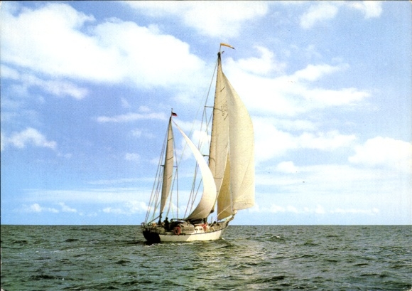Postcard sailing yacht on the Baltic Sea