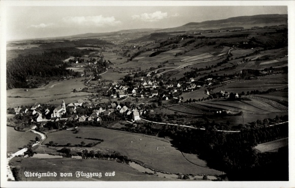 Postcard Abtsgmünd Ostalbkreis, aerial photograph