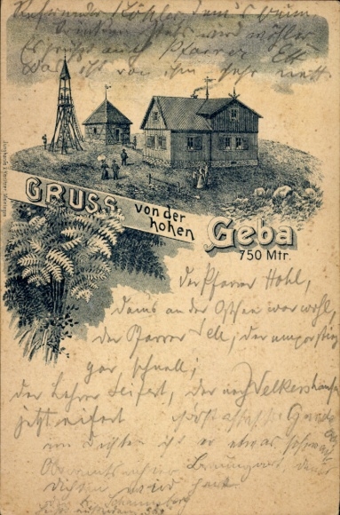 Chromo-Litho Geba Helmershausen in the Rhön Thuringia, Gebaberg, Hohe Geba