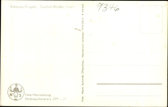 Postcard Rübenau Marienberg in the Ore Mountains of Saxony, Gasthof Weißer Hirsch