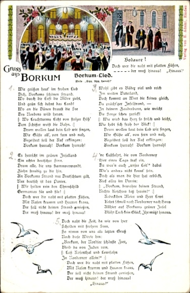 Judaika Song Postcard Borkum Song, Flat Feet, Anti Jewish