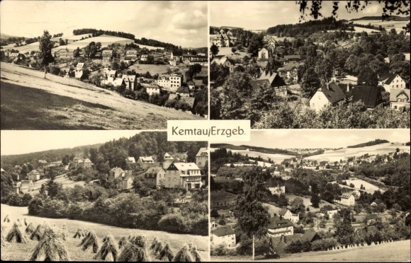 Postcard Kemtau Burkhardtsdorf in the Ore Mountains, view of the place, fields