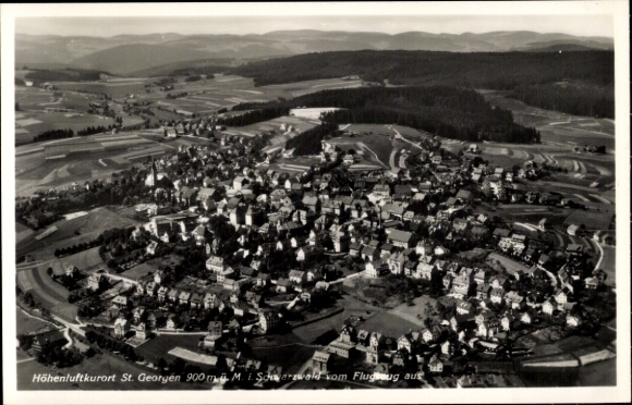 Postcard Sankt Georgen im Schwarzwald, aerial photograph