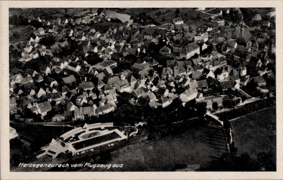 Postcard Herzogenaurach in Middle Franconia, aerial view of architecture, urban view