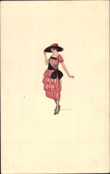 Artist PC Nanni, woman in pink dress with hat