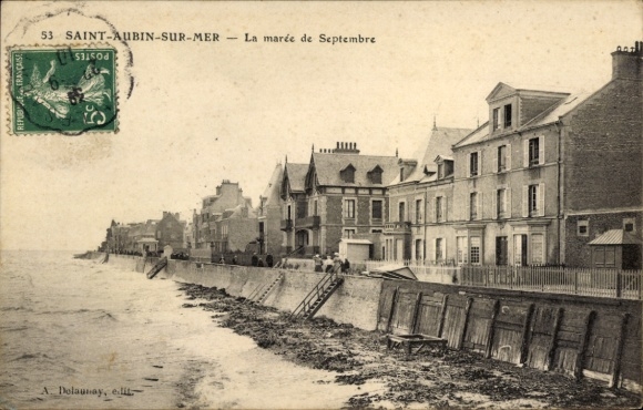 Ak Saint Aubin sur Mer Calvados, Die Septemberflut