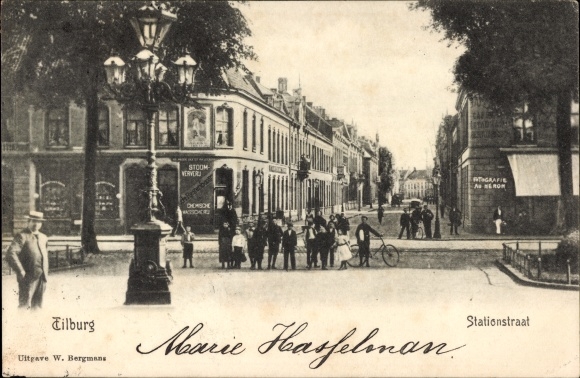 Ak Tilburg Noord-Brabant Nederland, Stationstraat