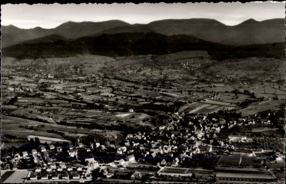 Postcard Buggingen in Markgräflerland Baden, aerial photograph