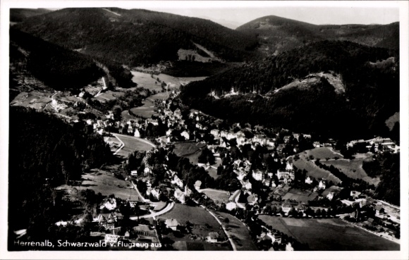 Postcard Bad Herrenalb in the Black Forest, aerial photograph