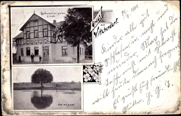 Postcard Wittchendorf Langenwetzendorf in Thuringia, Restaurant zur Grüne Linde
