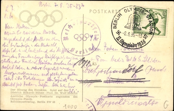 Postcard Berlin Charlottenburg Westend, Reichssportfeld, Dietrich Eckardt stage, entry of Heracles