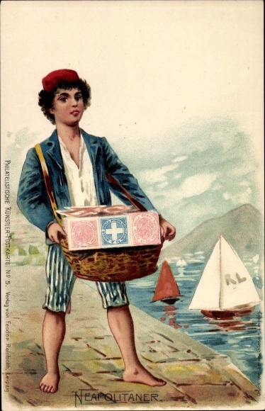 Postzegels litho Napolitanen, kooplieden, zeilboten