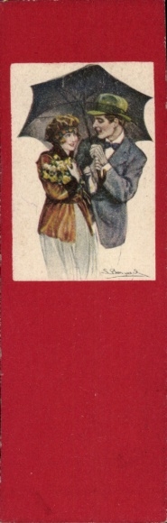 Artist Postcard Bompard, Sergio, Lovers under an umbrella