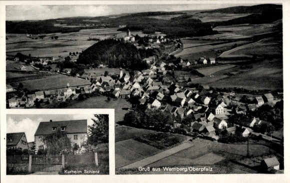 Postcard Wernberg Köblitz in the Upper Palatinate, general view, Schlenzkurheim St. Michael