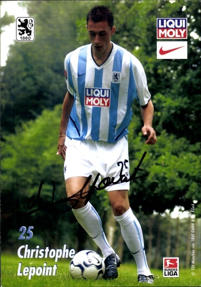 Autograph card footballer Christophe Lepoint, TSV 1860 Munich, autograph
