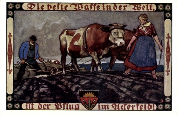 Artist Postcard The best weapon in the world is the plow in the field, German School Association 504