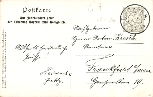 Kunstenaar Ak Donadini, Antonio Ermenegildo, München Beieren, residentie, koning Otto, portret