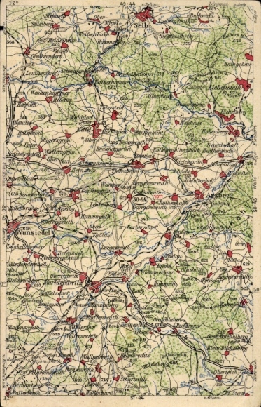 Maps Postcard Wunsiedel in the Fichtelgebirge Upper Franconia, surroundings, Arzberg