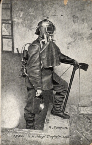 KP Pompiers, Appareil de sauvetage Gluglielminetti, strażak
