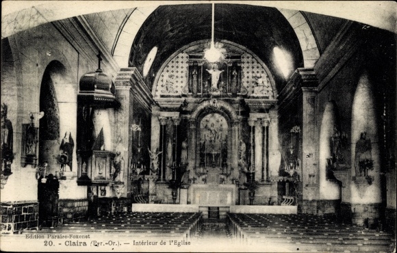 Postcard Claira Pyrénées-Orientales, Interior de l'Eglise