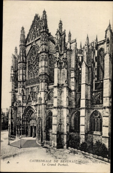 Ak Beauvais Oise, kathedraal, Grand Portal