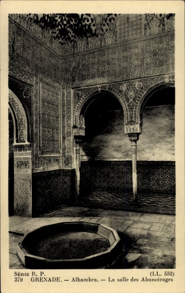 CPA-granaat Andalousie Spanje, Alhambra, La salle des Abancérages
