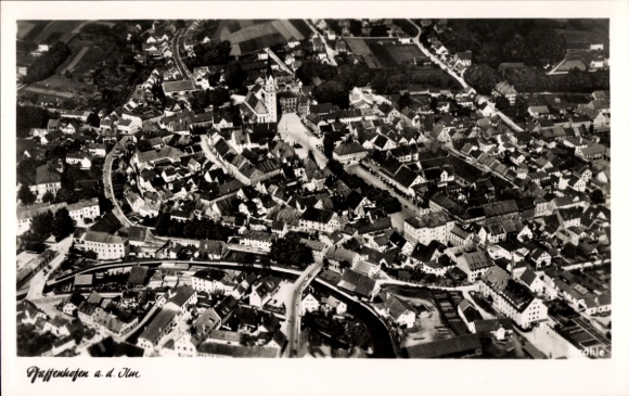 Pfaffenhofen an der Ilm, Górna Bawaria, widok miasta z lotu ptaka, architektura, rzeki, krajobraz
