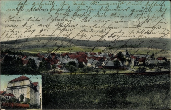 PC Wethen Diemelstadt Waldeck Hesse, total view, Gasthof Fritz Neumeyer