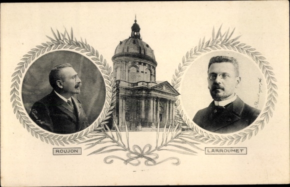 Postcard journalist Henry Roujon, art historian Gustave Larroumet
