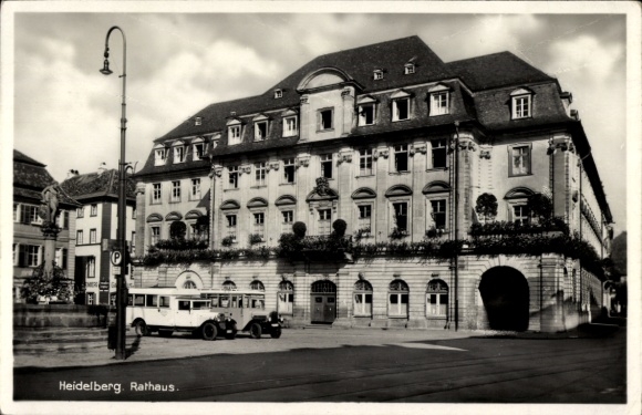 Postcard Heidelberg am Neckar, Town Hall, Busse