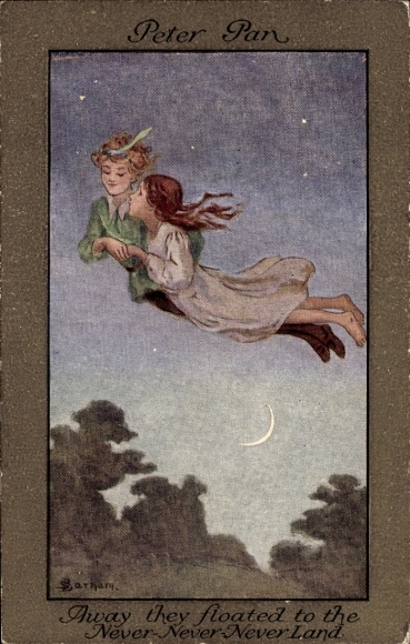 Artist Postcard Barham, S., Peter Pan, Away the floated to the never never never land