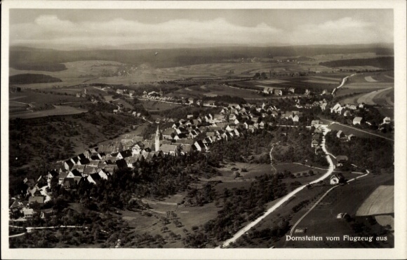 Postcard Dornstetten in the Black Forest Württemberg, aerial photograph landscape, houses, church