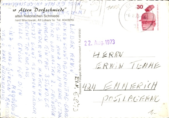 Postcard Berlin Reinickendorf Lübars, Interior of the Old Village Forge