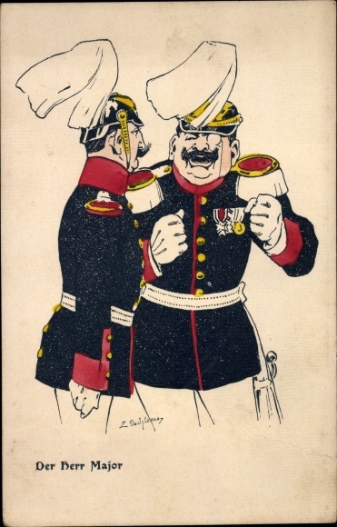 Künstler Ak Schlemo, E., Der Herr Major, Nach der Kritik