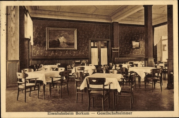 Postcard North Sea resort of Borkum in East Frisia, railway home, interior view
