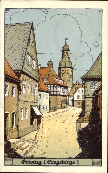 Artist PC Geising Altenberg in the Erzgebirge, street scene in the town