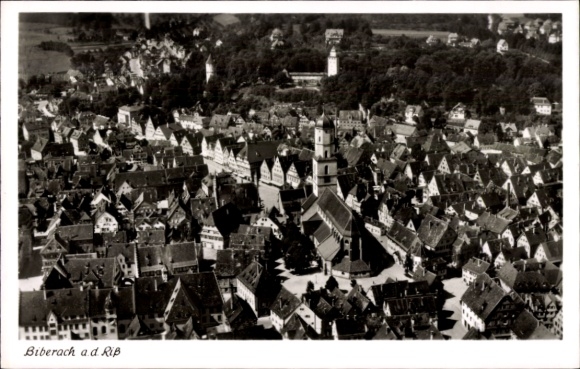 Postcard Biberach an der Riß in Upper Swabia, aerial photograph