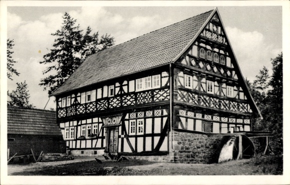 Postcard Ilbeshausen Hochwaldhausen Grebenhain Hesse, Teufelsmühle built in 1691
