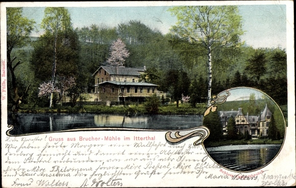 Postcard Haan im Ittertal, Brucher Mühle, inn, inh. Herm. Hammerstein, Caspersbroich Castle