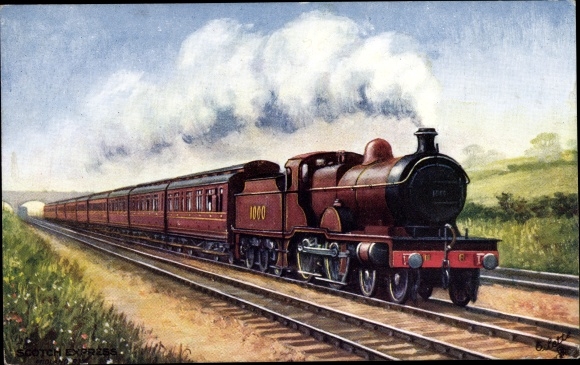 Artist PC The Scotch Express, Midland Railway, British Railways, Stoomlocomotief