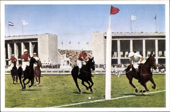 Collective picture Olympic Games 1936 Series 27 No. 5, polo game on the Maifeld, Argentina Mexico, Franck coffee